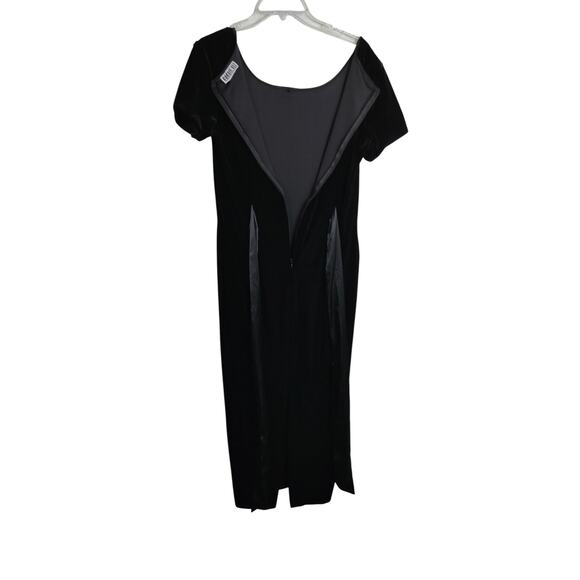 4240) Vintage 80s Robbie Bee Black Velvet Short Sleeve Bow Back Dress Medium? - Picture 4 of 8